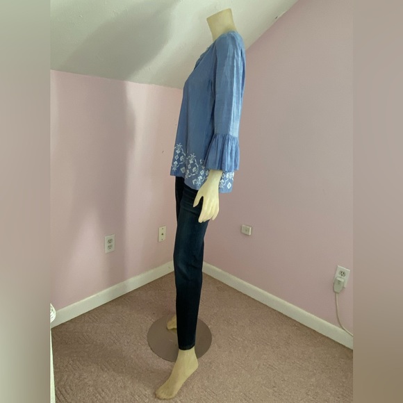 LOFT Embroidered Boho Ruffle Sleeved Top - Picture 6 of 15